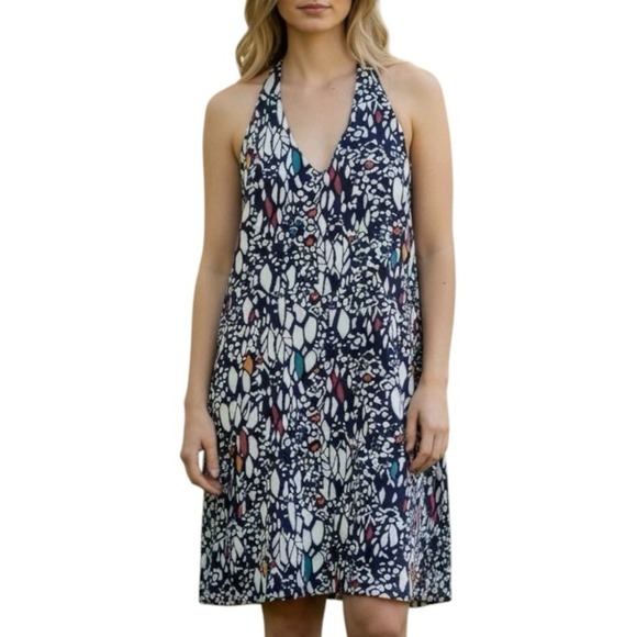 Anthropologie Dresses & Skirts - Edme & Esyllte Anthropologie Navy Chroma Mosaic Halter Mini Dress Twisted Back M